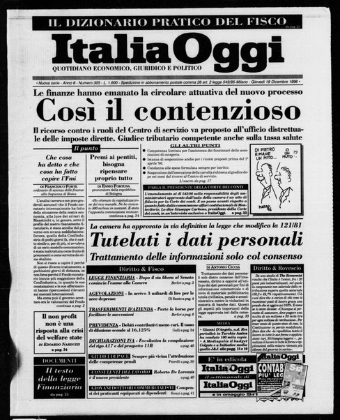 Italia oggi : quotidiano di economia finanza e politica